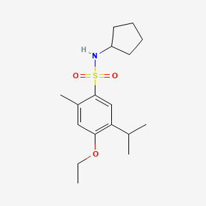 molecular formula C17H27NO3S B2362146 Cyclopentyl{[4-ethoxy-2-methyl-5-(methylethyl)phenyl]sulfonyl}amine CAS No. 873578-30-4