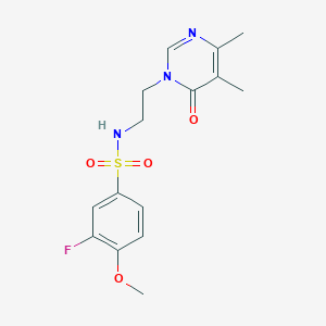 molecular formula C15H18FN3O4S B2362152 N-(2-(4,5-dimethyl-6-oxopyrimidin-1(6H)-yl)ethyl)-3-fluoro-4-methoxybenzenesulfonamide CAS No. 1396767-03-5