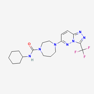 molecular formula C18H24F3N7O B2362166 N-Cyclohexyl-4-[3-(trifluoromethyl)-[1,2,4]triazolo[4,3-b]pyridazin-6-yl]-1,4-diazepane-1-carboxamide CAS No. 2380181-57-5