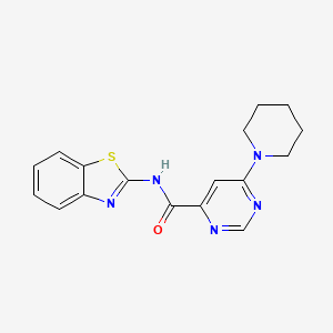 molecular formula C17H17N5OS B2362169 N-(benzo[d]thiazol-2-yl)-6-(piperidin-1-yl)pyrimidine-4-carboxamide CAS No. 2034581-83-2