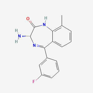 molecular formula C16H14FN3O B2362171 (3S)-3-amino-5-(3-fluorophenyl)-9-methyl-2,3-dihydro-1H-1,4-benzodiazepin-2-one CAS No. 1584139-96-7