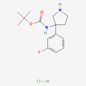 Tert-butyl N-[3-(3-fluorophenyl)pyrrolidin-3-yl]carbamate;hydrochloride