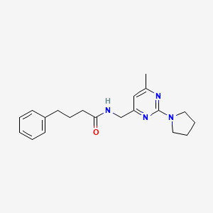 molecular formula C20H26N4O B2362197 N-((6-甲基-2-(吡咯烷-1-基)嘧啶-4-基)甲基)-4-苯基丁酰胺 CAS No. 1797974-65-2