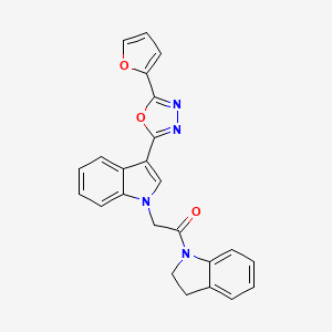 2-(3-(5-(furan-2-yl)-1,3,4-oxadiazol-2-yl)-1H-indol-1-yl)-1-(indolin-1-yl)ethanone