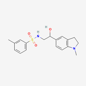 molecular formula C18H22N2O3S B2362206 N-(2-hydroxy-2-(1-methylindolin-5-yl)ethyl)-3-methylbenzenesulfonamide CAS No. 1706153-56-1