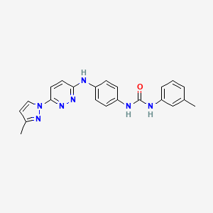 molecular formula C22H21N7O B2362232 1-(4-((6-(3-methyl-1H-pyrazol-1-yl)pyridazin-3-yl)amino)phenyl)-3-(m-tolyl)urea CAS No. 1013769-11-3
