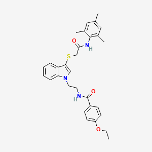 molecular formula C30H33N3O3S B2362240 4-ethoxy-N-(2-(3-((2-(mesitylamino)-2-oxoethyl)thio)-1H-indol-1-yl)ethyl)benzamide CAS No. 862826-34-4