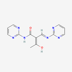 molecular formula C13H12N6O2 B2362243 (2E)-3-oxo-N-(pyrimidin-2-yl)-2-{[(pyrimidin-2-yl)amino]methylidene}butanamide CAS No. 338406-52-3