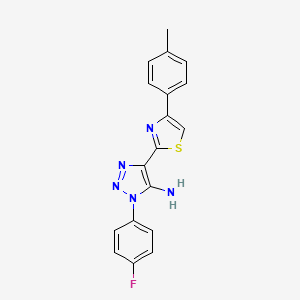 molecular formula C18H14FN5S B2362245 1-(4-fluorophenyl)-4-(4-(p-tolyl)thiazol-2-yl)-1H-1,2,3-triazol-5-amine CAS No. 1207024-47-2