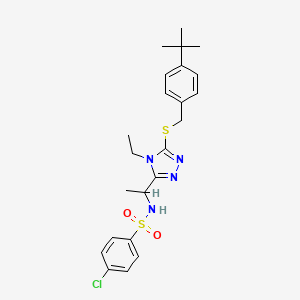 N-[1-[5-[(4-tert-butylphenyl)methylsulfanyl]-4-ethyl-1,2,4-triazol-3-yl]ethyl]-4-chlorobenzenesulfonamide