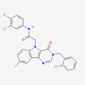 N-(3-chloro-4-fluorophenyl)-2-(3-(2-chlorobenzyl)-8-methyl-4-oxo-3H-pyrimido[5,4-b]indol-5(4H)-yl)acetamide