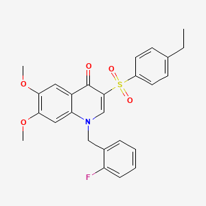 molecular formula C26H24FNO5S B2362260 3-((4-乙基苯基)磺酰基)-1-(2-氟苄基)-6,7-二甲氧基喹啉-4(1H)-酮 CAS No. 899213-63-9