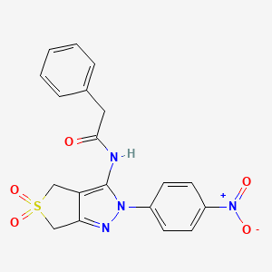N-[2-(4-nitrophenyl)-5,5-dioxo-4,6-dihydrothieno[3,4-c]pyrazol-3-yl]-2-phenylacetamide