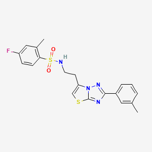molecular formula C20H19FN4O2S2 B2362282 4-fluoro-2-methyl-N-(2-(2-(m-tolyl)thiazolo[3,2-b][1,2,4]triazol-6-yl)ethyl)benzenesulfonamide CAS No. 895449-29-3