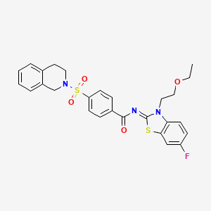 molecular formula C27H26FN3O4S2 B2362288 (Z)-4-((3,4-二氢异喹啉-2(1H)-基)磺酰基)-N-(3-(2-乙氧基乙基)-6-氟苯并[d]噻唑-2(3H)-亚甲基)苯甲酰胺 CAS No. 865163-06-0