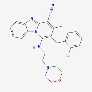 molecular formula C26H26ClN5O B2362296 2-[(2-Chlorophenyl)methyl]-3-methyl-1-(2-morpholin-4-ylethylamino)pyrido[1,2-a]benzimidazole-4-carbonitrile CAS No. 848990-70-5