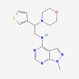 molecular formula C16H20N6OS B2362298 1-Methyl-N-(2-morpholin-4-yl-2-thiophen-3-ylethyl)pyrazolo[3,4-d]pyrimidin-4-amine CAS No. 2380187-36-8