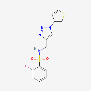 2-fluoro-N-((1-(thiophen-3-yl)-1H-1,2,3-triazol-4-yl)methyl)benzenesulfonamide