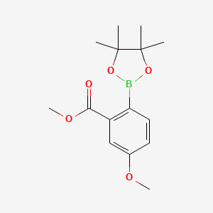 molecular formula C15H21BO5 B2362325 5-Methoxy-2-(4,4,5,5-tetramethyl-1,3,2-dioxaborolane-2-yl)benzoic acid methyl ester CAS No. 1146214-81-4