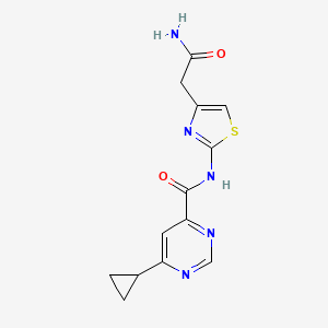 molecular formula C13H13N5O2S B2362327 N-[4-(2-Amino-2-oxoethyl)-1,3-thiazol-2-yl]-6-cyclopropylpyrimidine-4-carboxamide CAS No. 2415584-77-7