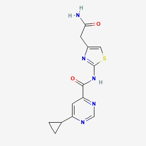 molecular formula C13H13N5O2S B2362327 N-[4-(carbamoylmethyl)-1,3-thiazol-2-yl]-6-cyclopropylpyrimidine-4-carboxamide CAS No. 2415584-77-7