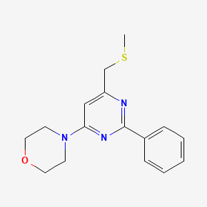 molecular formula C16H19N3OS B2362329 4-(6-((Methylsulfanyl)methyl)-2-phenyl-4-pyrimidinyl)morpholine CAS No. 477886-25-2