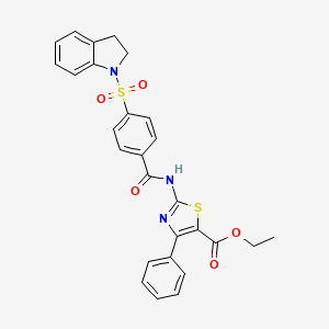 Ethyl 2-[[4-(2,3-dihydroindol-1-ylsulfonyl)benzoyl]amino]-4-phenyl-1,3-thiazole-5-carboxylate