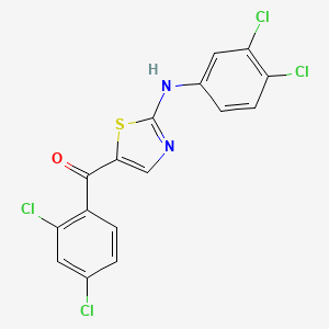 molecular formula C16H8Cl4N2OS B2362351 [2-[3,4-Dichloroanilino]-1,3-thiazol-5-yl][2,4-dichlorophenyl]methanone CAS No. 339023-15-3