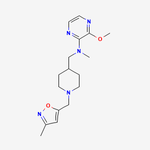 molecular formula C17H25N5O2 B2362362 3-Methoxy-N-methyl-N-[[1-[(3-methyl-1,2-oxazol-5-yl)methyl]piperidin-4-yl]methyl]pyrazin-2-amine CAS No. 2380166-41-4