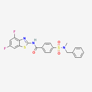molecular formula C22H17F2N3O3S2 B2362370 4-[benzyl(methyl)sulfamoyl]-N-(4,6-difluoro-1,3-benzothiazol-2-yl)benzamide CAS No. 862807-16-7