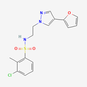 molecular formula C16H16ClN3O3S B2362373 3-氯-N-(2-(4-(呋喃-2-基)-1H-吡唑-1-基)乙基)-2-甲基苯磺酰胺 CAS No. 2034372-77-3