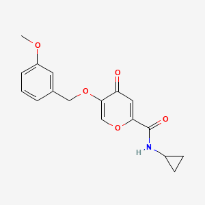 molecular formula C17H17NO5 B2362375 N-cyclopropyl-5-((3-methoxybenzyl)oxy)-4-oxo-4H-pyran-2-carboxamide CAS No. 1021258-38-7