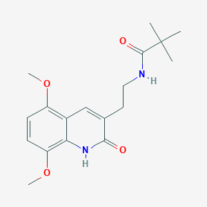 N-(2-(5,8-dimethoxy-2-oxo-1,2-dihydroquinolin-3-yl)ethyl)pivalamide