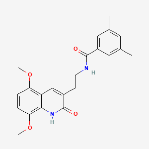 molecular formula C22H24N2O4 B2362386 N-(2-(5,8-dimethoxy-2-oxo-1,2-dihydroquinolin-3-yl)ethyl)-3,5-dimethylbenzamide CAS No. 851403-67-3