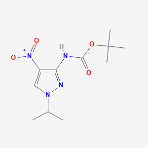 molecular formula C11H18N4O4 B2362389 t-Butyl (1-isopropyl-4-nitro-1H-pyrazol-3-yl)carbamate CAS No. 2023003-08-7