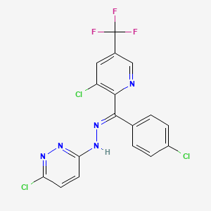 molecular formula C17H9Cl3F3N5 B2362390 (4-chlorophenyl)[3-chloro-5-(trifluoromethyl)-2-pyridinyl]methanone N-(6-chloro-3-pyridazinyl)hydrazone CAS No. 321432-44-4