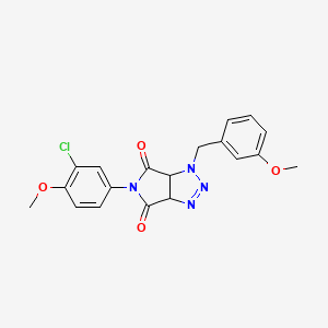 molecular formula C19H17ClN4O4 B2362392 5-(3-chloro-4-methoxyphenyl)-1-(3-methoxybenzyl)-3a,6a-dihydropyrrolo[3,4-d][1,2,3]triazole-4,6(1H,5H)-dione CAS No. 1007930-83-7