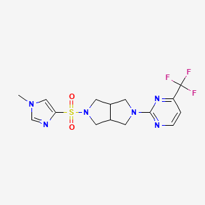 molecular formula C15H17F3N6O2S B2362408 5-(1-Methylimidazol-4-yl)sulfonyl-2-[4-(trifluoromethyl)pyrimidin-2-yl]-1,3,3a,4,6,6a-hexahydropyrrolo[3,4-c]pyrrole CAS No. 2415455-55-7