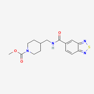 molecular formula C15H18N4O3S B2362415 甲基4-((苯并[c][1,2,5]噻二唑-5-羧酰胺)甲基)哌啶-1-羧酸酯 CAS No. 1235343-08-4