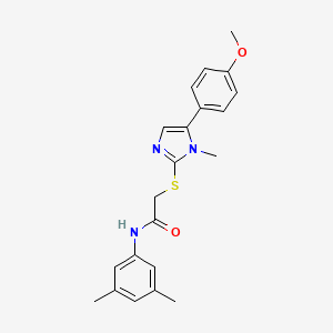 molecular formula C21H23N3O2S B2362417 N-(3,5-dimethylphenyl)-2-((5-(4-methoxyphenyl)-1-methyl-1H-imidazol-2-yl)thio)acetamide CAS No. 932325-71-8