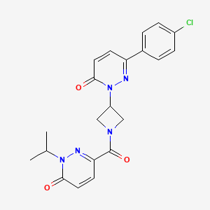 molecular formula C21H20ClN5O3 B2362420 6-(4-Chlorophenyl)-2-[1-(6-oxo-1-propan-2-ylpyridazine-3-carbonyl)azetidin-3-yl]pyridazin-3-one CAS No. 2380193-63-3