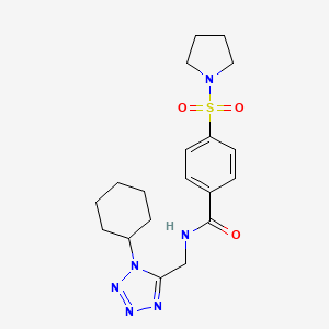 molecular formula C19H26N6O3S B2362421 N-((1-cyclohexyl-1H-tetrazol-5-yl)methyl)-4-(pyrrolidin-1-ylsulfonyl)benzamide CAS No. 921144-50-5