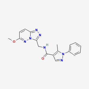 molecular formula C18H17N7O2 B2362422 N-((6-methoxy-[1,2,4]triazolo[4,3-b]pyridazin-3-yl)methyl)-5-methyl-1-phenyl-1H-pyrazole-4-carboxamide CAS No. 2034371-30-5
