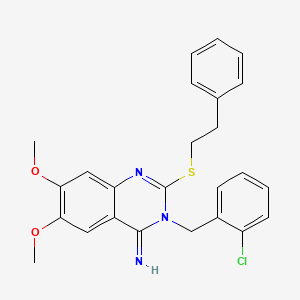 3-(2-chlorobenzyl)-6,7-dimethoxy-2-(phenethylsulfanyl)-4(3H)-quinazolinimine