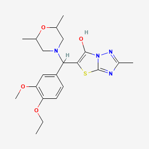 molecular formula C21H28N4O4S B2362426 5-((2,6-Dimethylmorpholino)(4-ethoxy-3-methoxyphenyl)methyl)-2-methylthiazolo[3,2-b][1,2,4]triazol-6-ol CAS No. 1052554-37-6