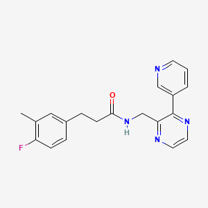 molecular formula C20H19FN4O B2362428 3-(4-fluoro-3-methylphenyl)-N-((3-(pyridin-3-yl)pyrazin-2-yl)methyl)propanamide CAS No. 2176270-00-9