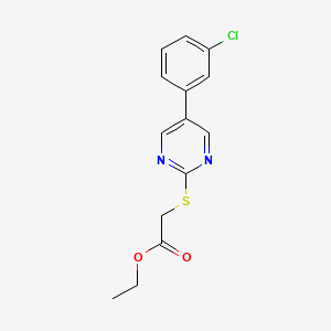 molecular formula C14H13ClN2O2S B2362429 Ethyl 2-{[5-(3-chlorophenyl)-2-pyrimidinyl]sulfanyl}acetate CAS No. 344281-95-4