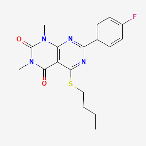 molecular formula C18H19FN4O2S B2362442 5-Butylsulfanyl-7-(4-fluorophenyl)-1,3-dimethylpyrimido[4,5-d]pyrimidine-2,4-dione CAS No. 852169-59-6
