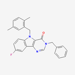 molecular formula C26H22FN3O B2362447 3-benzyl-5-(2,5-dimethylbenzyl)-8-fluoro-3H-pyrimido[5,4-b]indol-4(5H)-one CAS No. 1184989-17-0