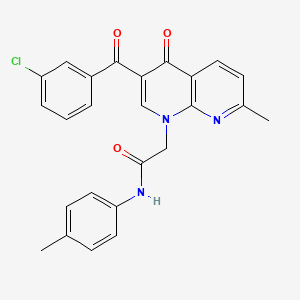 molecular formula C25H20ClN3O3 B2362455 2-(3-(3-chlorobenzoyl)-7-methyl-4-oxo-1,8-naphthyridin-1(4H)-yl)-N-(p-tolyl)acetamide CAS No. 894892-70-7
